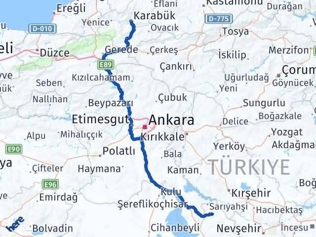 Karabük Ağaçören Aksaray Arası Kaç Km - Yol Haritası