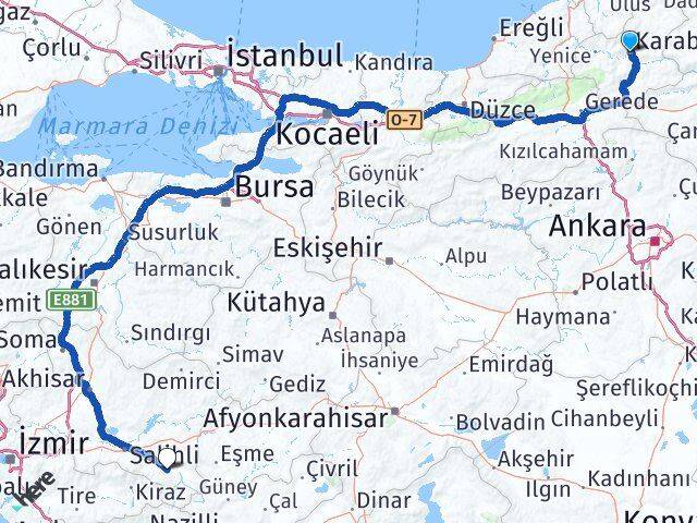 Karabük Alaşehir Manisa Arası Kaç Km - Yol Haritası