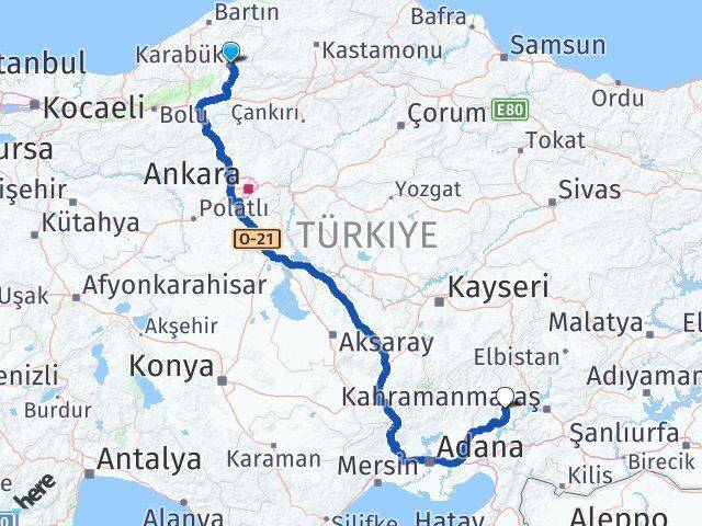 Karabük Andırın Kahramanmaraş Arası Kaç Km - Yol Haritası