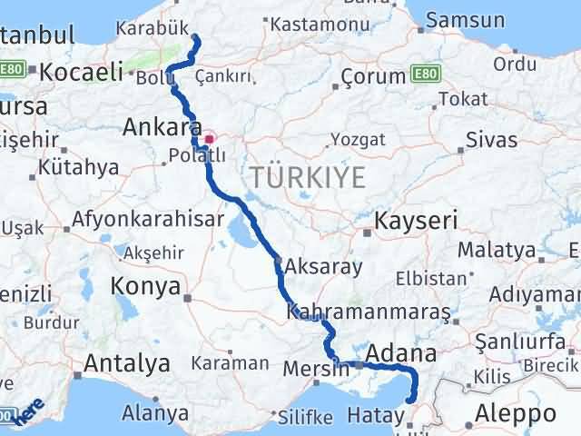 Karabük Arsuz Hatay Arası Kaç Km - Yol Haritası