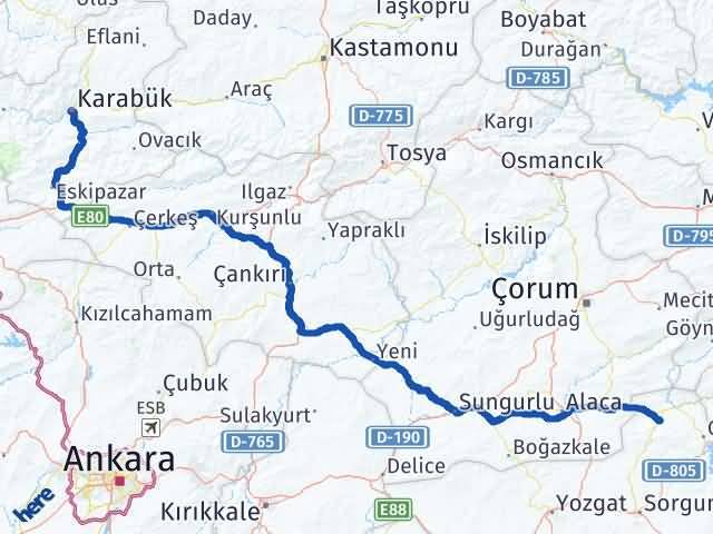Karabük Aydıncık Yozgat Arası Kaç Km - Yol Haritası