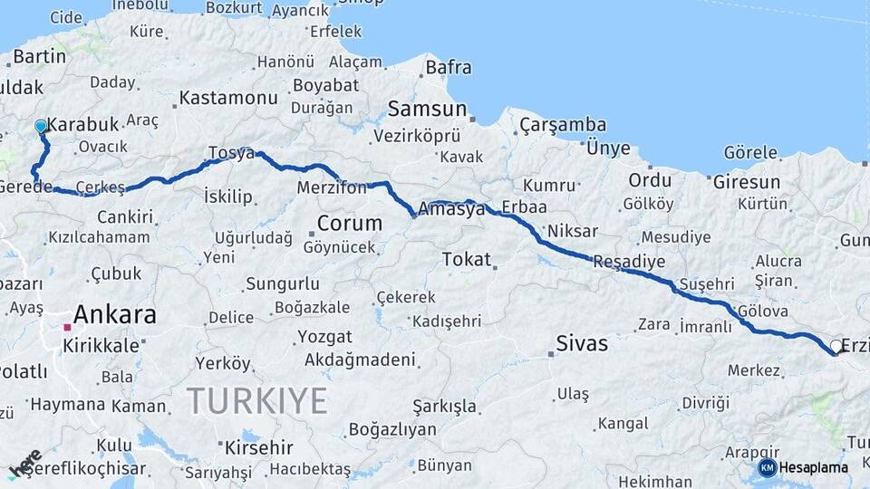 Karabük Bolkuş Arası Kaç Km - Yol Haritası