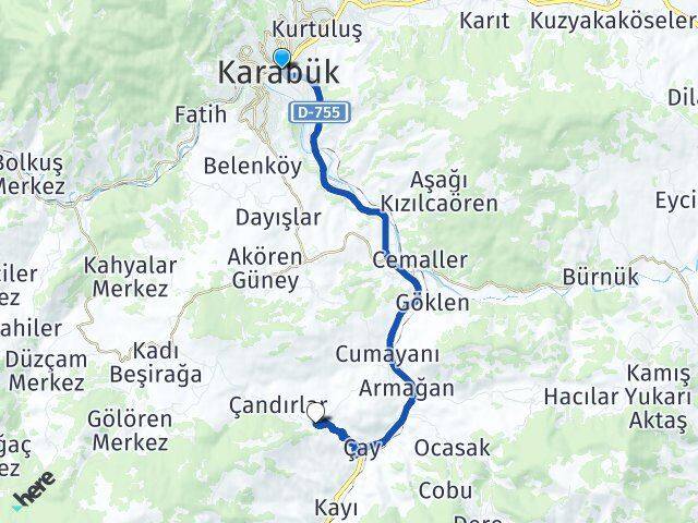 Karabük Burunsuz Arası Kaç Km - Yol Haritası