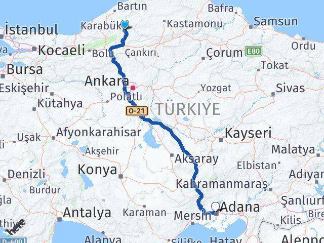 Karabük Çukurova Arası Kaç Km - Yol Tarifi