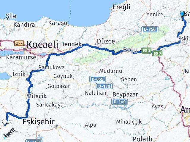 Karabük Domaniç Kütahya Arası Kaç Km - Yol Haritası