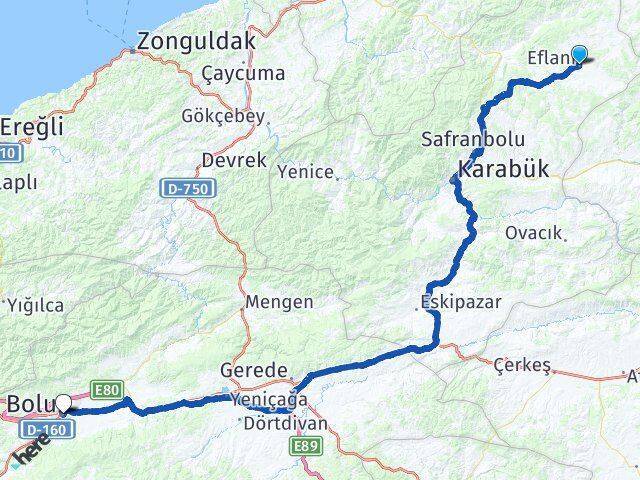 Eflani Bolu Arası Kaç Km - Yol Tarifi