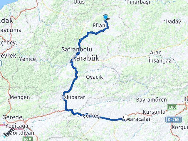 Saçak Atkaracalar Arası Kaç Km - Yol Tarifi