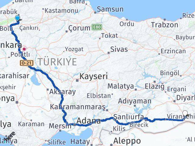 Karabük Eskipazar Mardin Arası Kaç Km - Yol Haritası