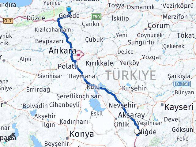 Karabük Eskipazar Niğde Arası Kaç Km - Yol Haritası