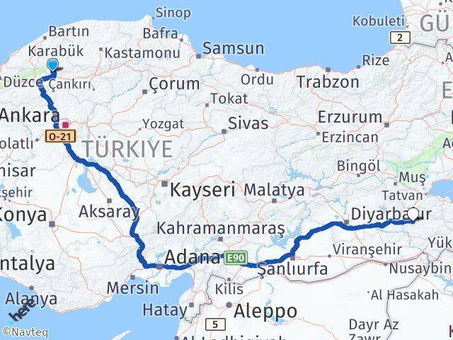 Karabük Eskipazar Siirt Arası Kaç Km - Yol Haritası