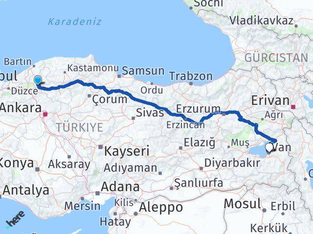 Karabük Eskipazar Van Arası Kaç Km - Yol Haritası