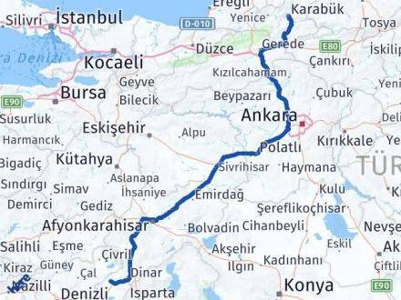 Karabük Evciler Afyonkarahisar Arası Kaç Km - Yol Haritası