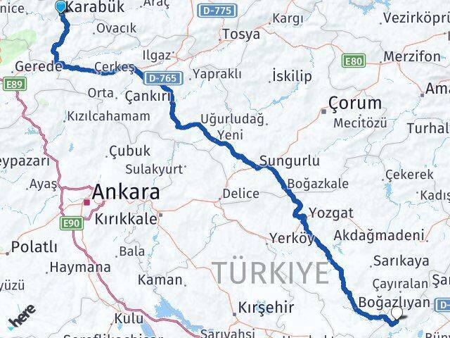 Karabük Felahiye Arası Kaç Km - Yol Tarifi