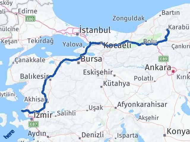 Karabük Foça İzmir Arası Kaç Km - Yol Haritası