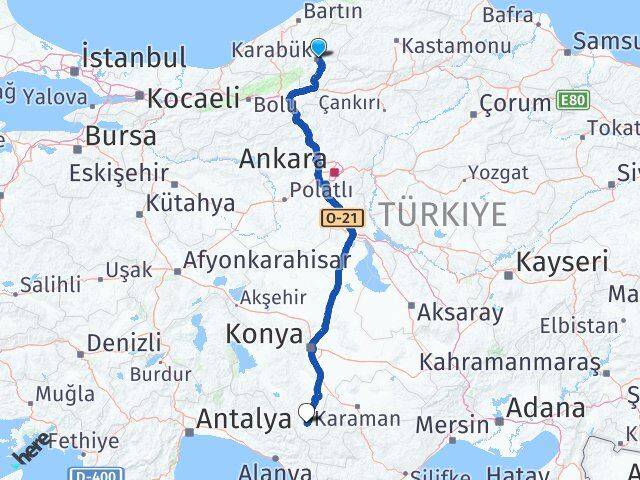 Karabük Hadim Konya Arası Kaç Km - Yol Haritası