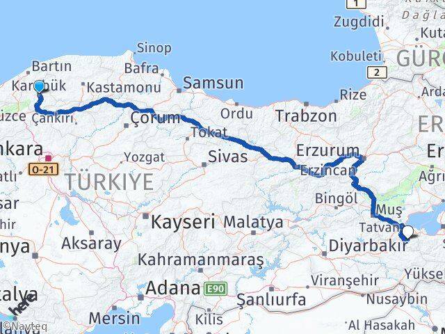 Karabük Hizan Bitlis Arası Kaç Km - Yol Haritası