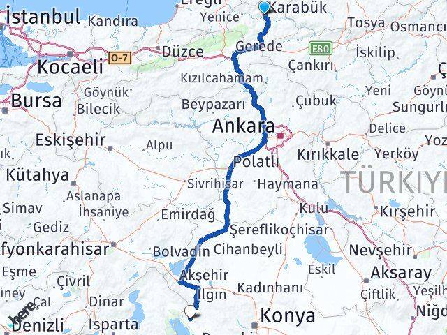 Karabük Hüyük Konya Arası Kaç Km - Yol Haritası