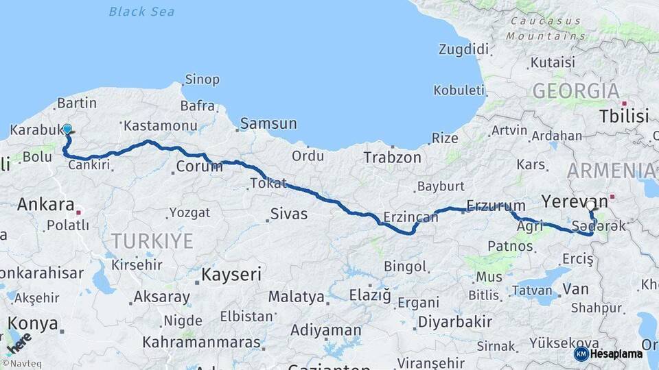 Karabük Iğdır Arası Kaç Km - Yol Haritası