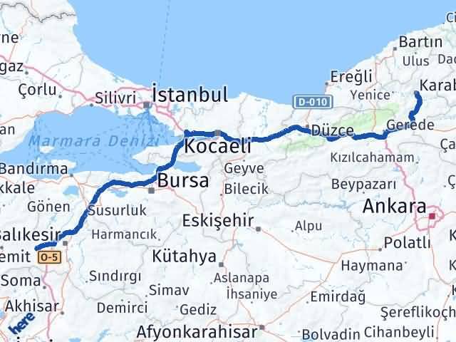 Karabük İvrindi Balıkesir Arası Kaç Km - Yol Haritası