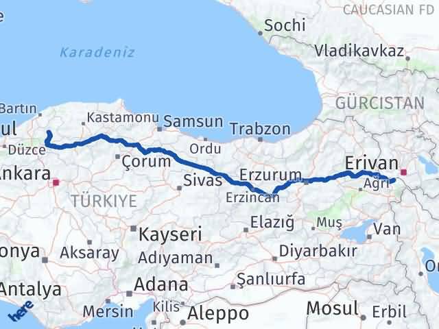 Karabük Karakoyunlu Iğdır Arası Kaç Km - Yol Haritası