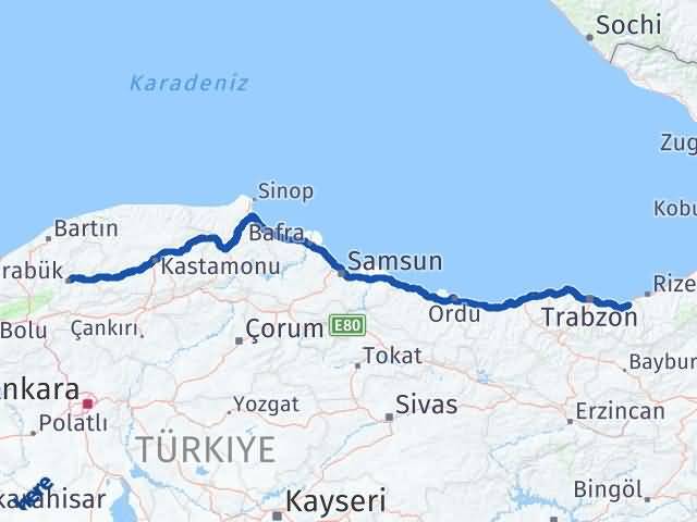 Karabük Of Trabzon Arası Kaç Km - Yol Haritası