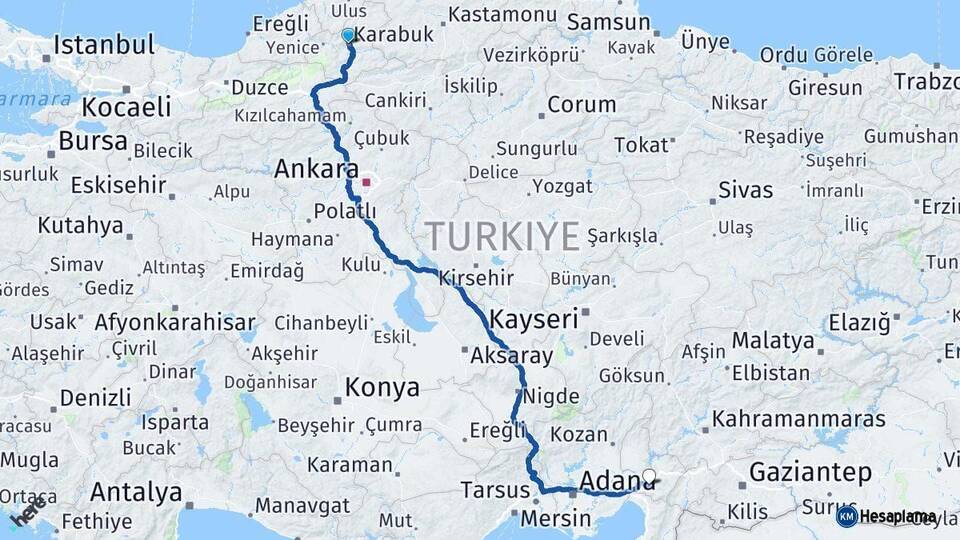 Karabük Osmaniye Arası Kaç Km - Yol Haritası