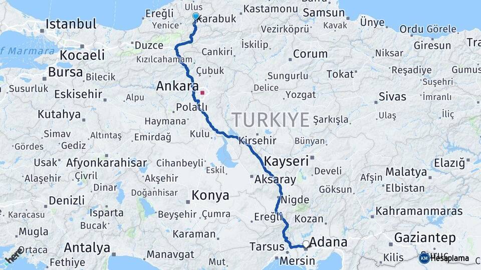 Karabük Safranbolu Adana Arası Kaç Km - Yol Haritası