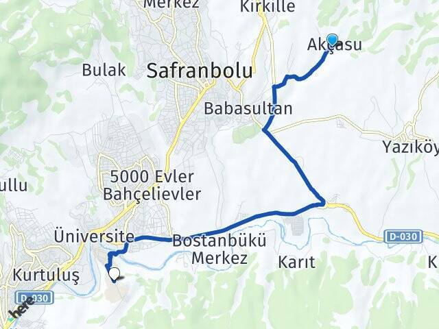 Akçasu Karabük Üniversitesi Arası Kaç Km - Yol Tarifi