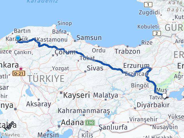 Karabük Safranbolu Bitlis Arası Kaç Km - Yol Haritası