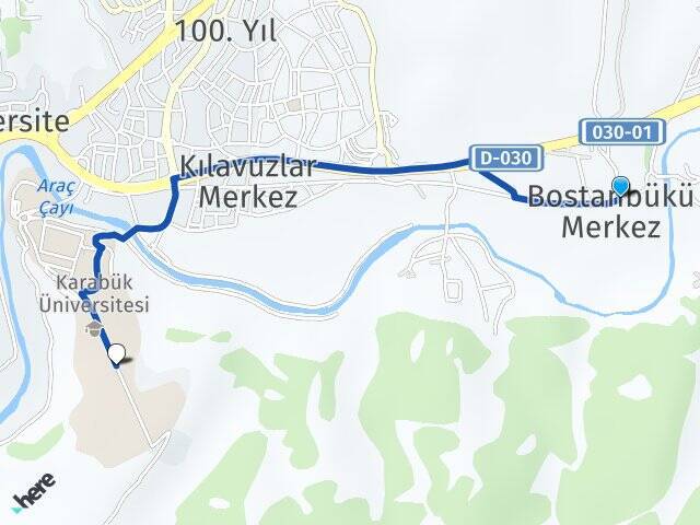 Bostanbükü Karabük Üniversitesi Arası Kaç Km - Yol Tarifi