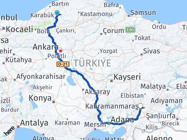 Karabük Safranbolu Kahramanmaraş Arası Kaç Km - Yol Haritası