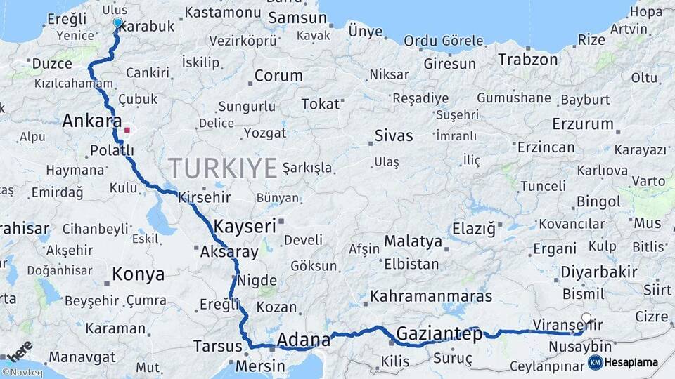 Karabük Safranbolu Mardin Arası Kaç Km - Yol Haritası