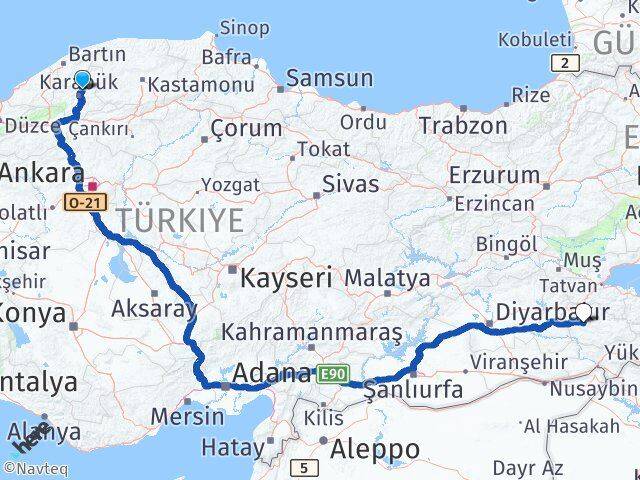 Karabük Safranbolu Siirt Arası Kaç Km - Yol Haritası
