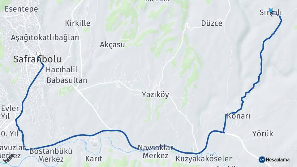 Sırçalı Safranbolu Arası Kaç Km - Yol Tarifi