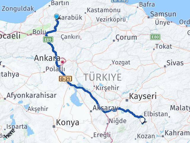 Karabük Saimbeyli Adana Arası Kaç Km - Yol Haritası