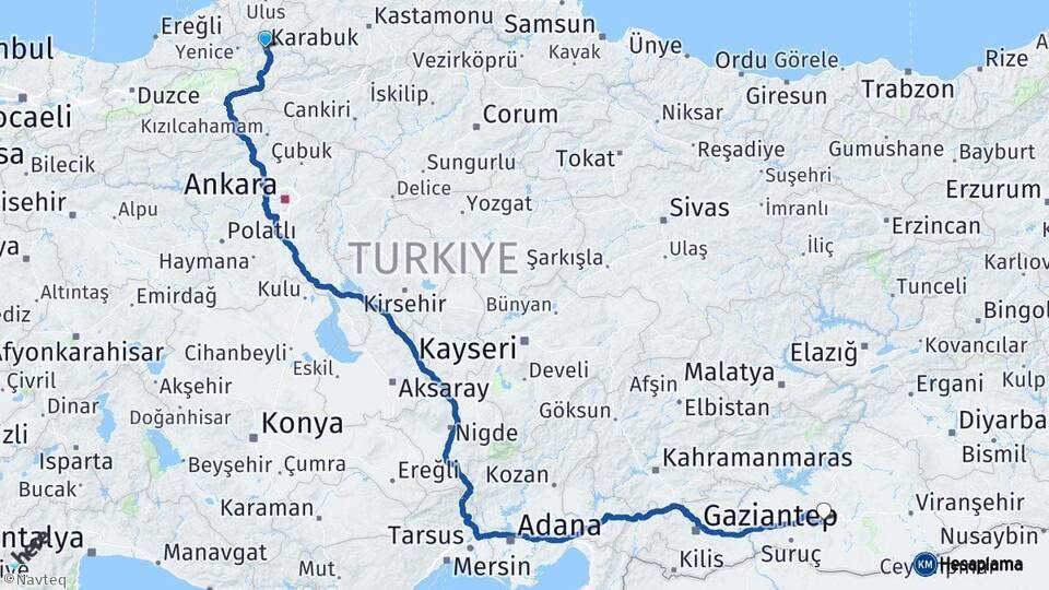 Karabük Şanlıurfa Arası Kaç Km - Yol Haritası