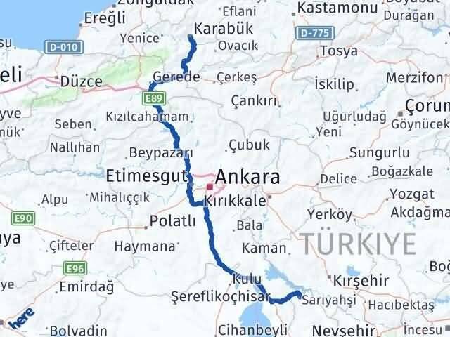 Karabük Sarıyahşi Aksaray Arası Kaç Km - Yol Haritası