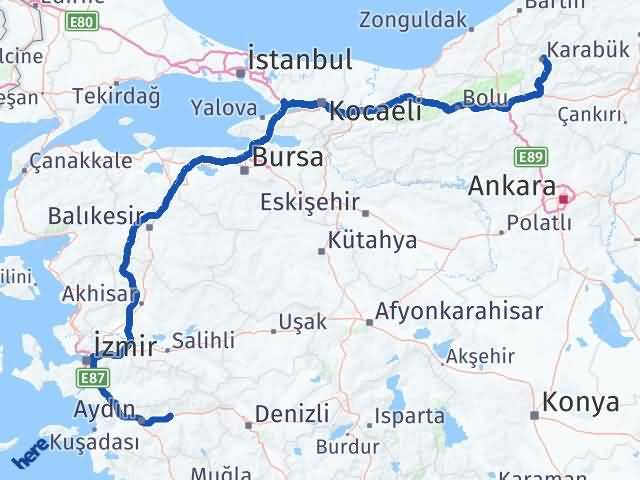 Karabük Sultanhisar Aydın Arası Kaç Km - Yol Haritası
