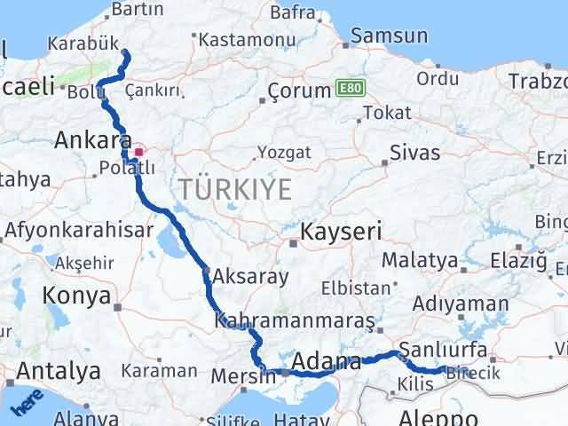 Karabük Suruç Şanlıurfa Arası Kaç Km - Yol Haritası