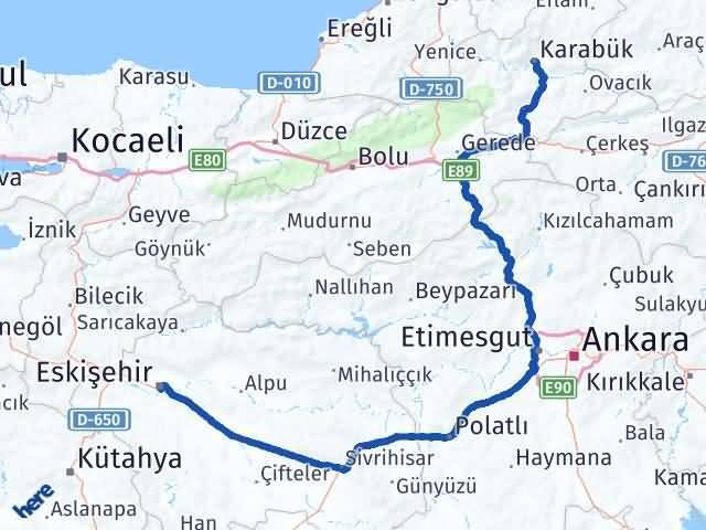 Karabük Tepebaşı Arası Kaç Km - Yol Tarifi