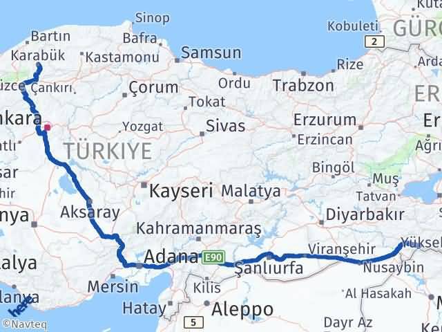 Karabük Uludere Şırnak Arası Kaç Km - Yol Haritası