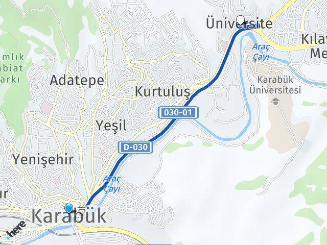 Karabük Üniversite Arası Kaç Km - Yol Haritası