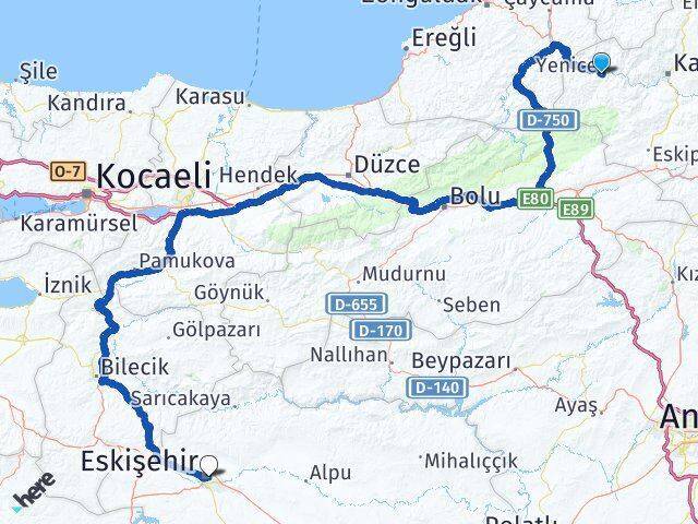 Yenice Eskişehir Arası Kaç Km - Yol Tarifi