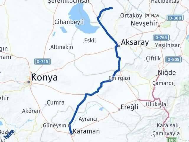 Karaman Ağaçören Aksaray Arası Kaç Km - Yol Haritası