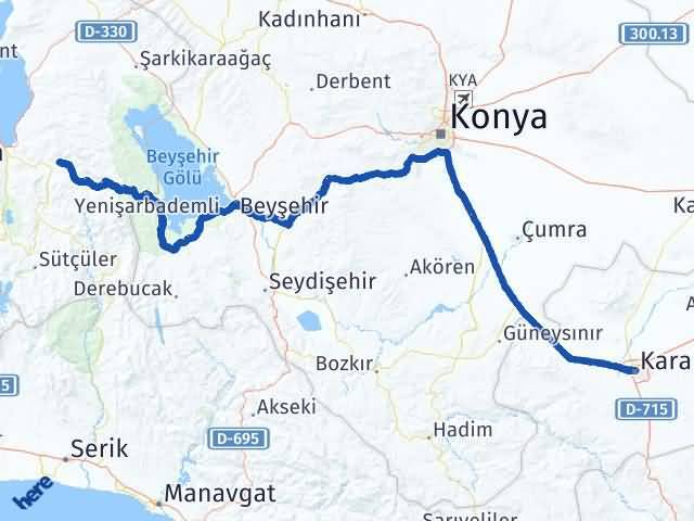 Karaman Aksu Isparta Arası Kaç Km - Yol Haritası