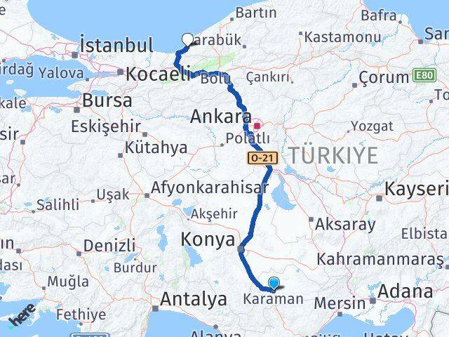 Karaman Alaplı Zonguldak Arası Kaç Km - Yol Haritası