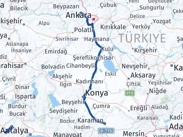 Karaman Ayaş Ankara Arası Kaç Km - Yol Haritası