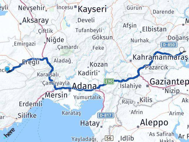 Karaman Ayrancı Adıyaman Arası Kaç Km - Yol Haritası