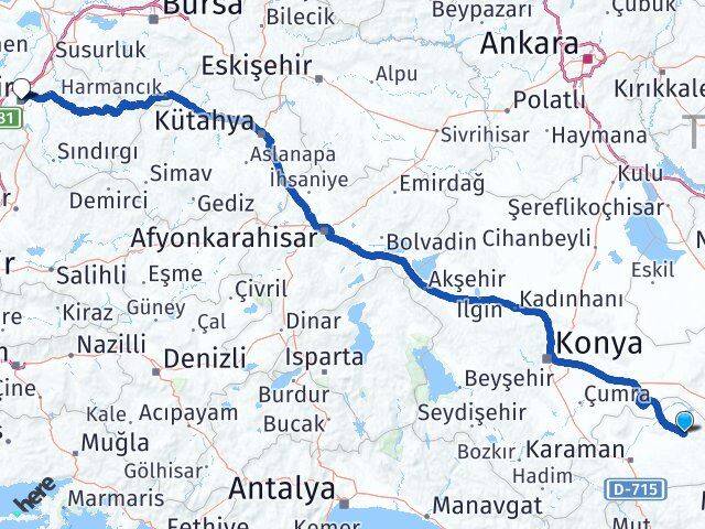 Karaman Ayrancı Balıkesir Arası Kaç Km - Yol Haritası
