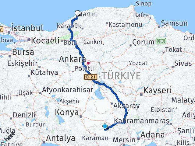 Karaman Ayrancı Bartın Arası Kaç Km - Yol Haritası